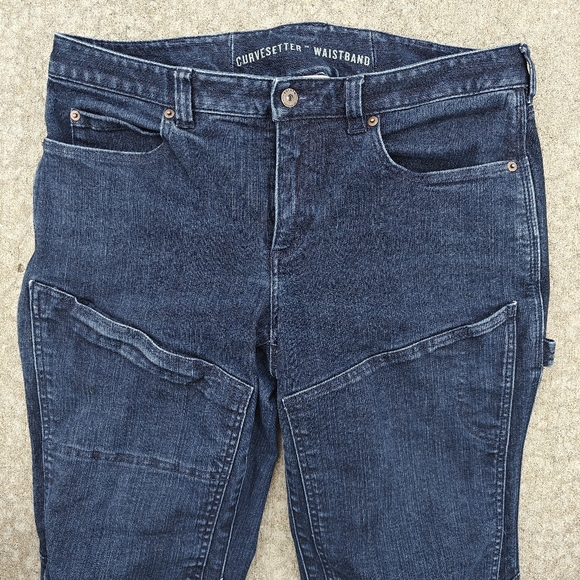 Duluth Trading Sz 12 Dark Wash Stretch Mid Rise Double Knee Shaping Curvesetter - Picture 9 of 11